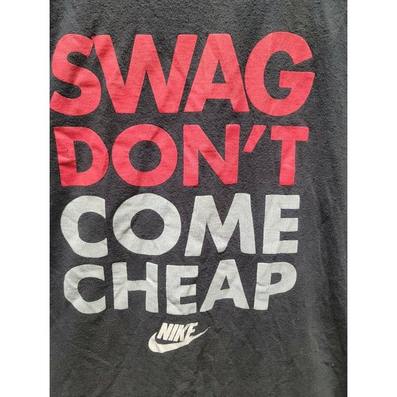 Nike Black Regular Fit T Shirt Size L Graphic 100% Cotton Swag Don't Come Cheap - Picture 1 of 4
